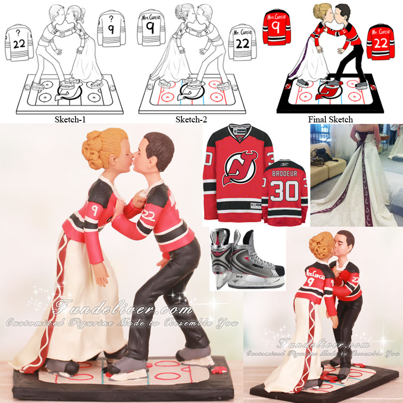 Fighting Position Sharing Kiss Devils Hockey Cake Toppers